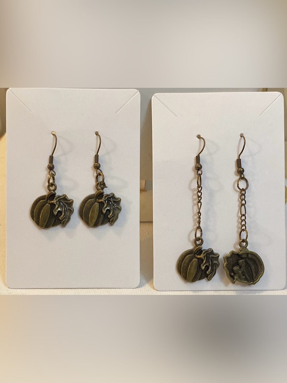 Vintage Bronze Pumpkin Dangle Earrings